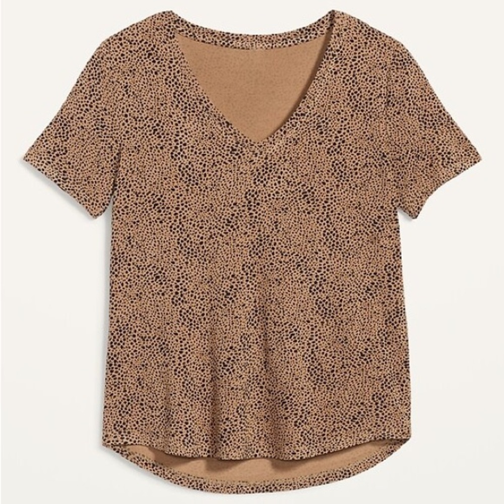 GAP Cheetah Print Short Sleeve V-Neck Tee Shirt L